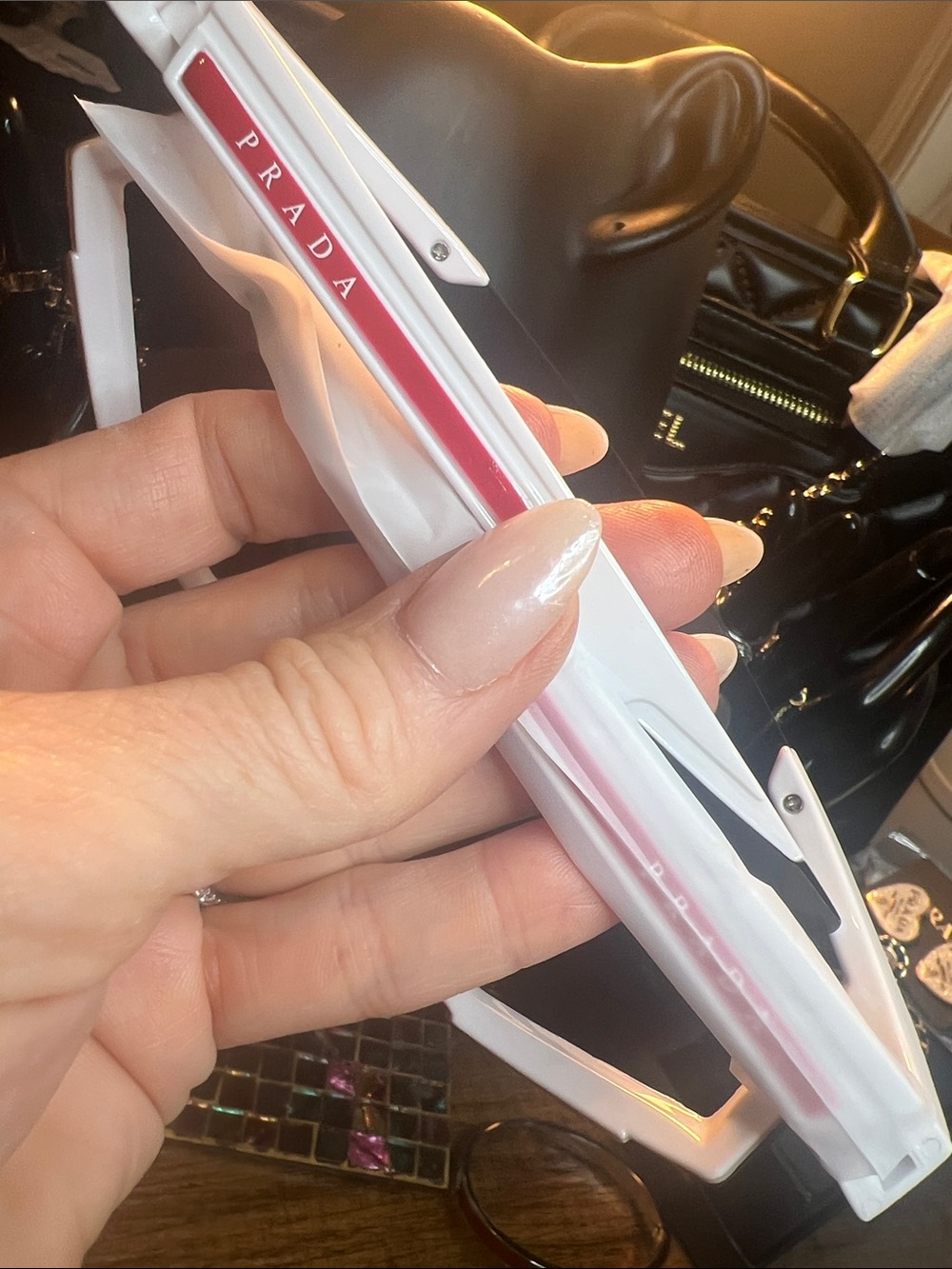 White and Red Folding Sunglasses -